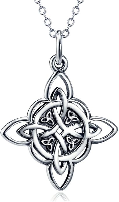 FLYOW 925 Sterling Silver Good Luck Irish Jewelry Celtic Knot Pendant Necklace for Women Birthday Graduation Gift