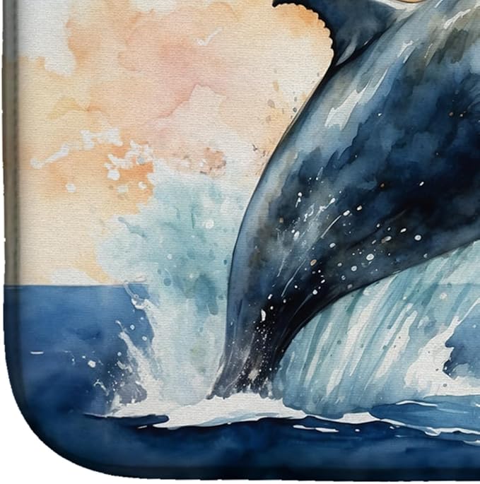 Caroline's Treasures Humpback Whale Breaching Dish Drying Mat Absorbent Dish Drying Mat Pad for Kitchen Counter Dish Drainer Mat for Countertop, 14 x 21", Multicolor