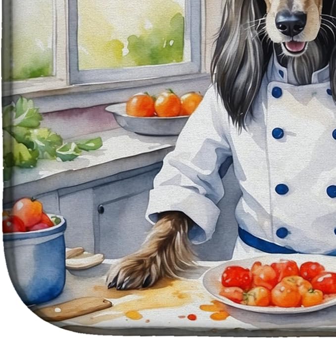 Caroline's Treasures DAC6180DDM Afghan Hound The Chef Dish Drying Mat Absorbent Dish Drying Mat Pad for Kitchen Counter Dish Drainer Mat for Countertop, 14 x 21", Multicolor