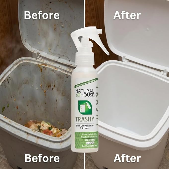 Enzyme Trash Can Deodorizer Refill - Natural House Trashy - Probiotic Odor Eliminator Bulk - Kitchen, Diaper Pail, Litter Box - Plant-Based, Septic Safe - Botanical Scent - 128 oz