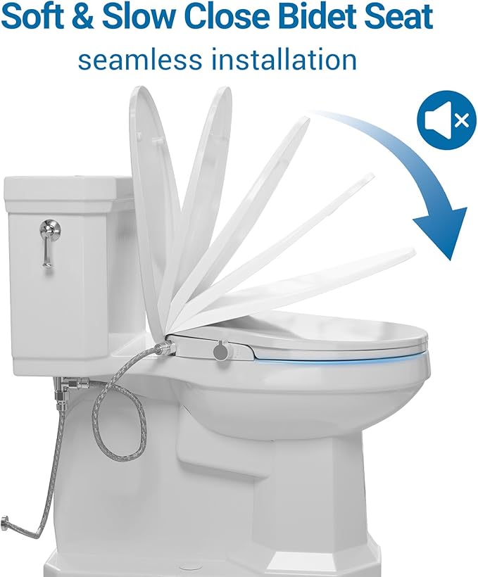 Bidet Toilet Seat Round, Non-Electric Bidet Attachment for Toilet with Self-Cleaning Nozzle, Adjustable Water Pressure, White PP Material, Easy to Install Toilet Seat Bidet for Bathroom Use