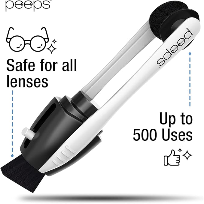Peeps Glasses Cleaner - for Eyeglasses, Reading Glasses, and More - Lens Cleaner with Carbon Microfiber Tech-Injected Black-1 Count (Pack of 1)