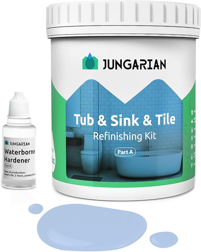 Tub and Tile Refinishing Kit 35oz, Low Odor Countertop Paint, Shower Sink Paint for Bathroom Kitchen, 50-55sq.ft Semi-Gloss Sky Blue
