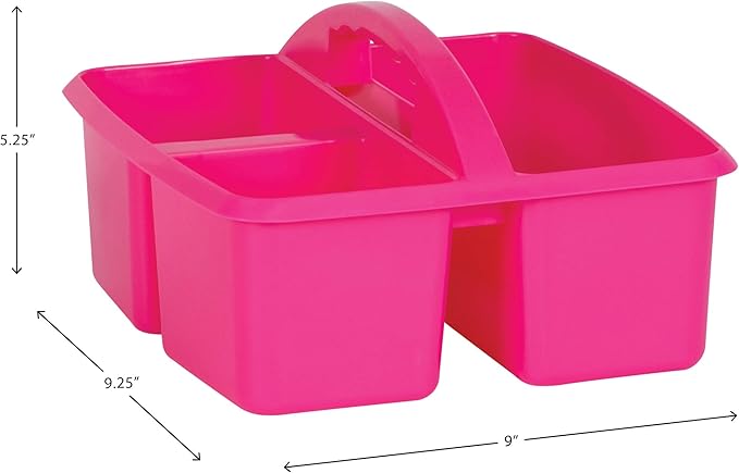 Teacher Created Resources Pink Portable Plastic Storage Caddy 6-Pack for Classrooms, Kids Room, and Office Organization, 3 Compartment