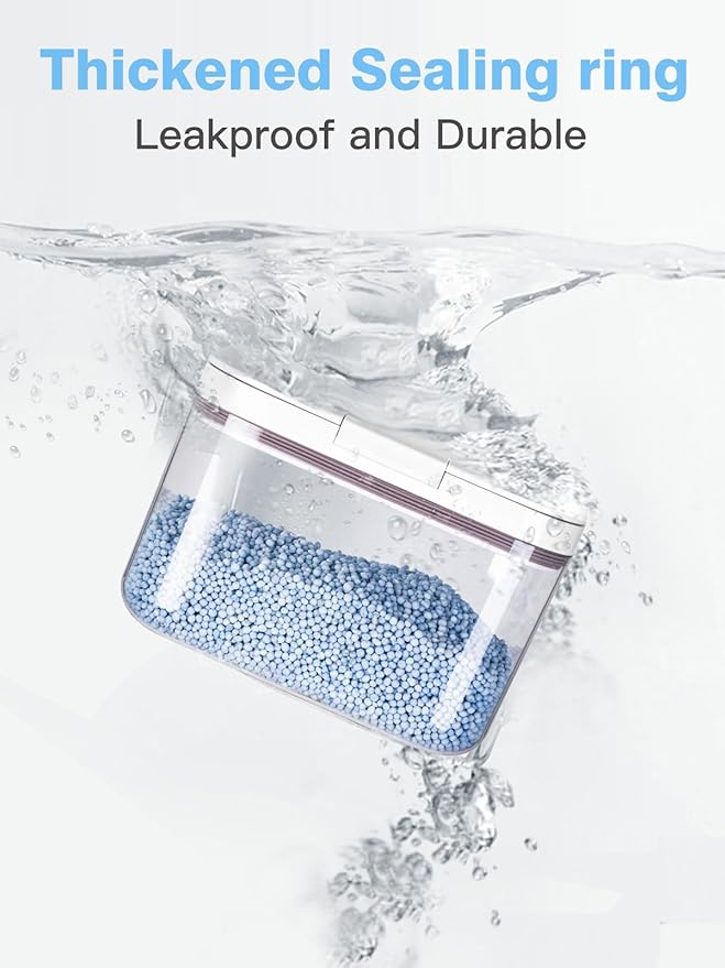 LivLab Mker Laundry detergent dispenser with One-Press Lid,for laundry room organization,Clear PET laundry powder container with Measuring Cup,laundry pods container 4.5L/10Lbs/160oz(220 Pods)