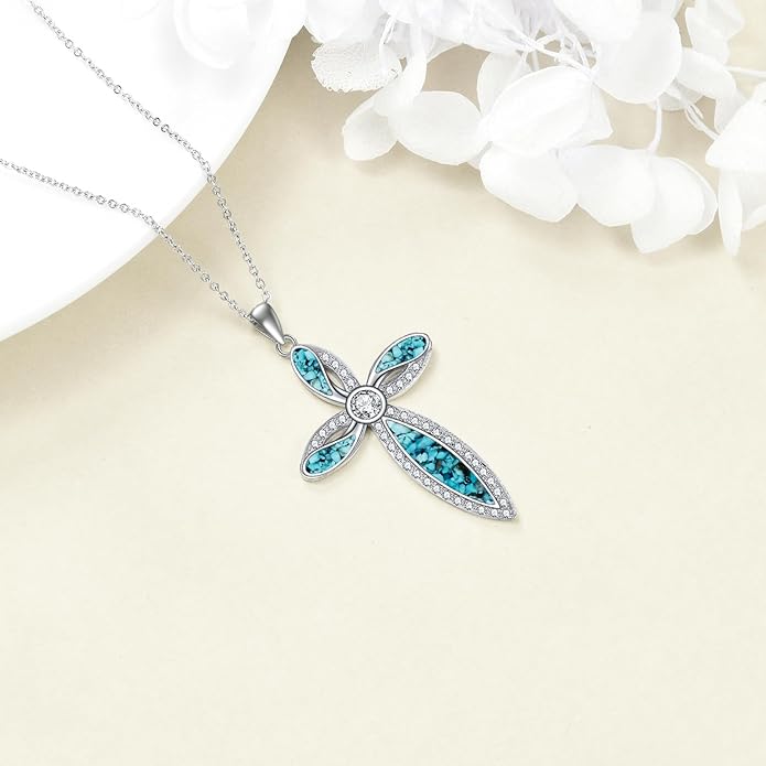 ONEFINITY Religious Cross Pendant Necklace Sterling Silver Origami Cross Pendant Gifts for Women Men Jewelry