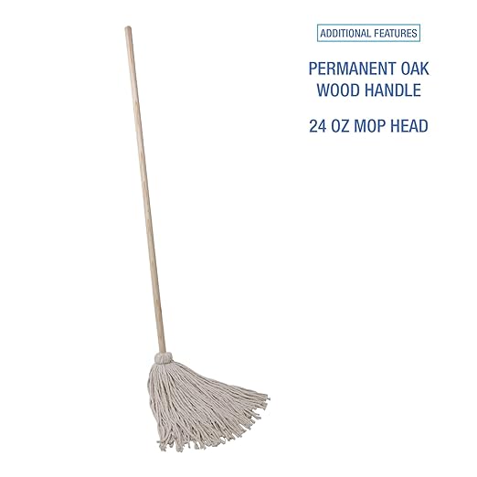 Boardwalk BWK124C Deck Mop; 54" Wooden Handle, 24oz Cotton Fiber Head (Pack of 6)
