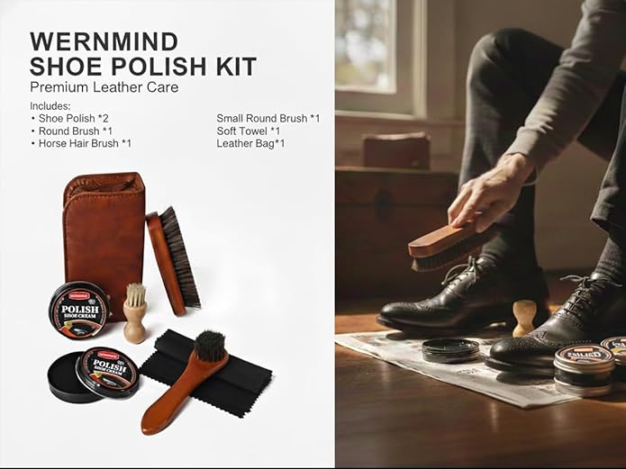 Black Brown Shoe Polish Kit Saddle Soap Mink Oil Leather Boot Shoe Shine Kit Conditioner Cream Wax Care Clearner Set