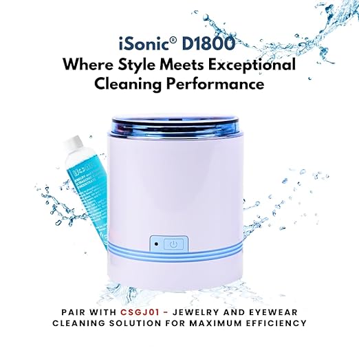 iSonic Compact Ultrasonic Jewelry Cleaner D1800, White and Sapphire Blue