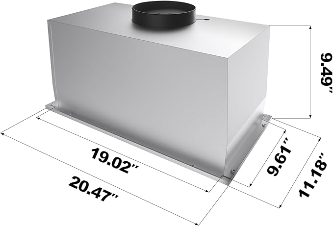 CIARRA Insert Range Hood 20 inch with Push Button Control 650 CFM Black Range Hood Vent with 3 Speed Exhaust Fan