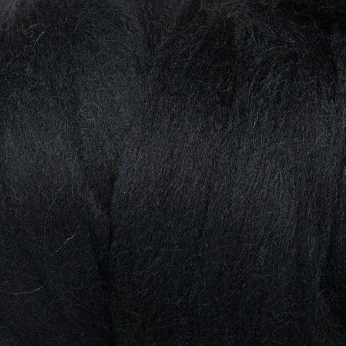 Colored Natural Wool roving, 1 lb. Best Wool for Needle Felting, Wet Felting, handcrafts and Spinning. (Total Black, 1 lb)