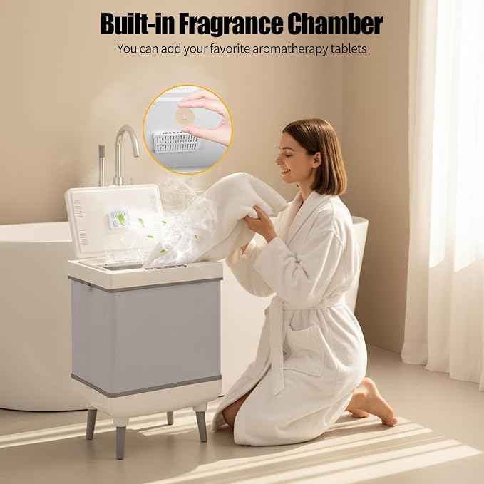 Large Towel Warmer Bucket, 20L Electric Hot Towel Warmer for Bathroom, Spa, Salon, Luxury Freestanding Towel Heater with Timer, Delay Start & 3 Temp Settings (35L-A)