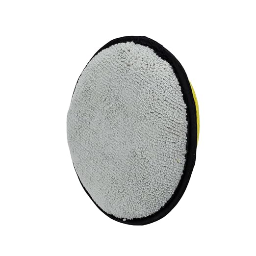Maxshine Microfiber Waxing Applicator Pad with Finger Hold, Dia: 14cm, Yellow & Grey, 12 Pack
