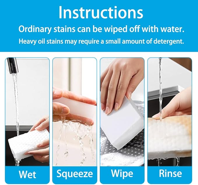 SmilinFit Magic Sponge Erasers, 50 Pack 2X Density Stronger Melamine Sponge Foam Pads, Multi-Functional Household Cleaning Supplies Cleaner for Kitchen, Bathroom, Bathtub, Sink, Wall Cleaner