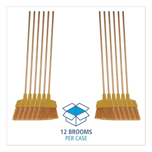Boardwalk 932A Angler Broom, Plastic Bristles, 42" Wood Handle, Yellow (Pack of 12)