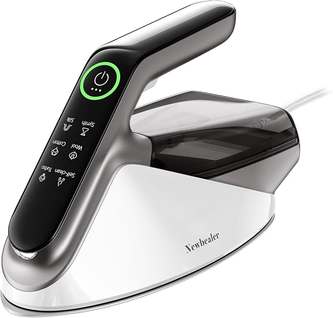 Newbealer Steam Generator Iron, 1500W Turbo Steamer for Clothes (Silver) | 2 Bar Steam Pressure Clothes Iron, 4 Steam & 4 Dry Heat Modes, Fast Heat-Up, 350ml Detachable Tank, Auto-Off, Self-Cleaning