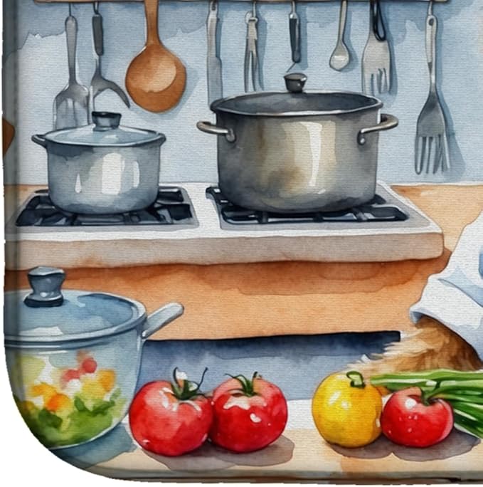 Caroline's Treasures DAC6226DDM Cairn Terrier The Chef Dish Drying Mat Absorbent Dish Drying Mat Pad for Kitchen Counter Dish Drainer Mat for Countertop, 14 x 21", Multicolor
