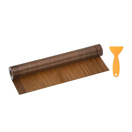 HARFINGTON Wood Grain Repair Tape 15.7 Inch x 33ft Self Adhesive Repair Patch Tape Simulated Wooden Floor Tapes with Plastic Scraper for Tables Doors Windows Furniture, Light Brown Wood