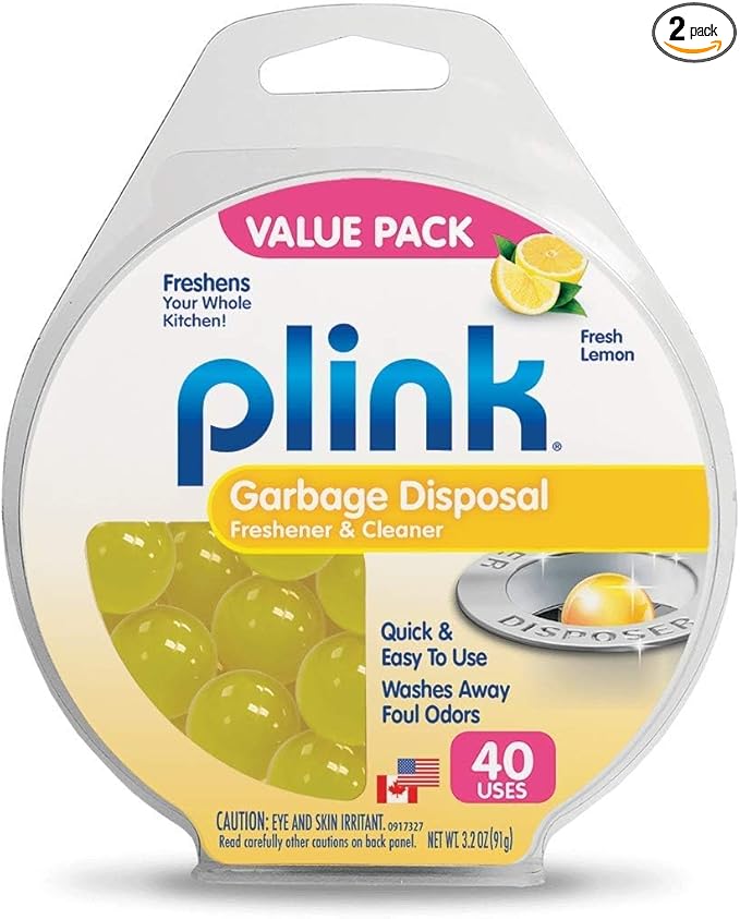 Plink Garbage Disposal Cleaner, Freshener & Odor Removing Balls, Easy to Use, Fresh Lemon Scent, 40 Count, 2 Pack