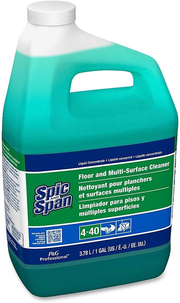 Spic and Span Floor and Multi Surface Cleaner, Bulk Liquid Detergent and Degreaser for Commercial Kitchens and Bathrooms, 1 gal (Case of 3)