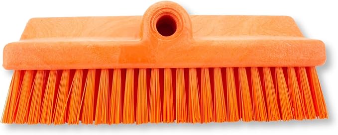 SPARTA 40423EC24 Plastic Floor Scrub Brush, Wall Brush, Equipment Brush With Nonabsorbent Bristles For Industrial Kitchens, Hospitals, Commercial Cleaning, 10 Inches, Orange, (Pack of 2)