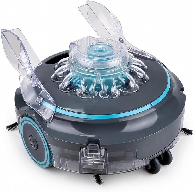 PRO Cordless Robotic Pool Cleaner with Slope Climbing Technology, 120 Mins Runtime Automatic Pool Vacuum, Dual Fine Filters, Self-Parking, Ideal for Above/In-Ground Pools up to 1290sq.ft