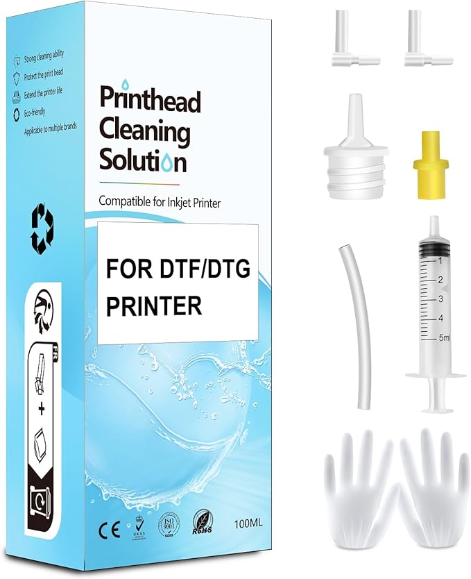 DTF Cleaning Solution for All DTF DTG Printers 100mL, Printhead Cleaning Fluid for Direct Transfer Film Printer ET-8550 XP-15000 L800, DTG Cleaning Solution for Direct to Garment Printer L1390 L1800