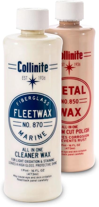 Collinite 870 One Step Fiberglass and 850 Metal Polish Combo