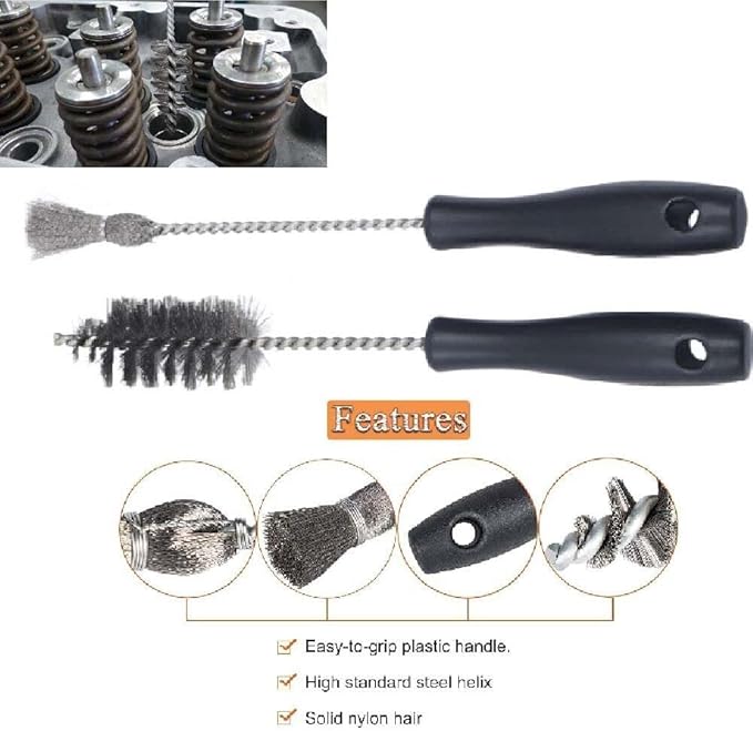 2PCS Injector Sleeve Cup Bore Seat Cleaning Brush Kit AP0084 AP0085 3252 Fit for Ford Powerstroke 7.3L 6.0L 6.4L 6.7L 1994-2018,Caterpillar 3126 C7 C9,Navistar,Maxxforce Stainless Steel
