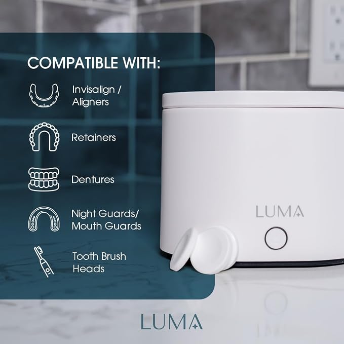 Ultrasonic Cleaner 42kHz | Dental Pod for Retainers, Dentures & Clear Aligners, Mouth Guard Cleaner, Deep Cleaning Sonic, Dental Appliance Cleaner