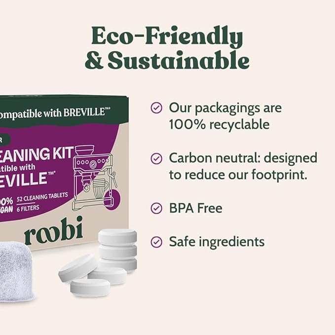 Roobi Breville Compatible Cleaning & Descaling Kit. Specially Formulated to Clean & Descale your Breville Espresso Machine. 1 Year Supply.