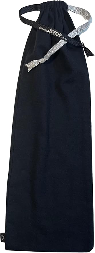 USA Made | T-STOP | Luxury Anti-Tarnish Bag for Silver Storage | Patented Proven Protection | Long 18"x6" | Tuxedo Black