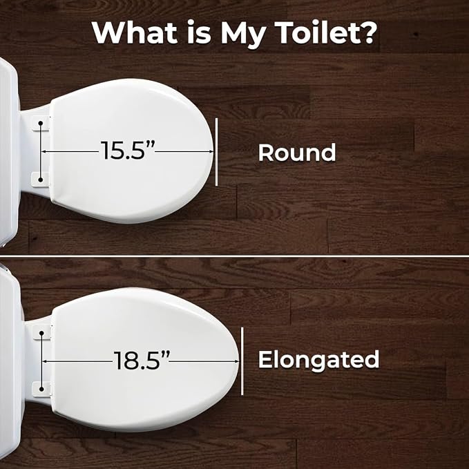 GenieBidet Bidet Toilet Seat Elongated - Dual Nozzles with T adapter & Bottle - Adjustable Water Pressure & Slow Close Bidet Seat Elongated with No Wiring & Easy Installation