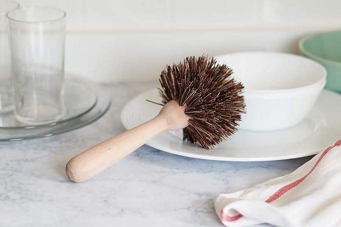 Fox Run Kitchen Brush Set of 3, Pot, Dish, and Bottle Scrub Brush with Natural Bristles