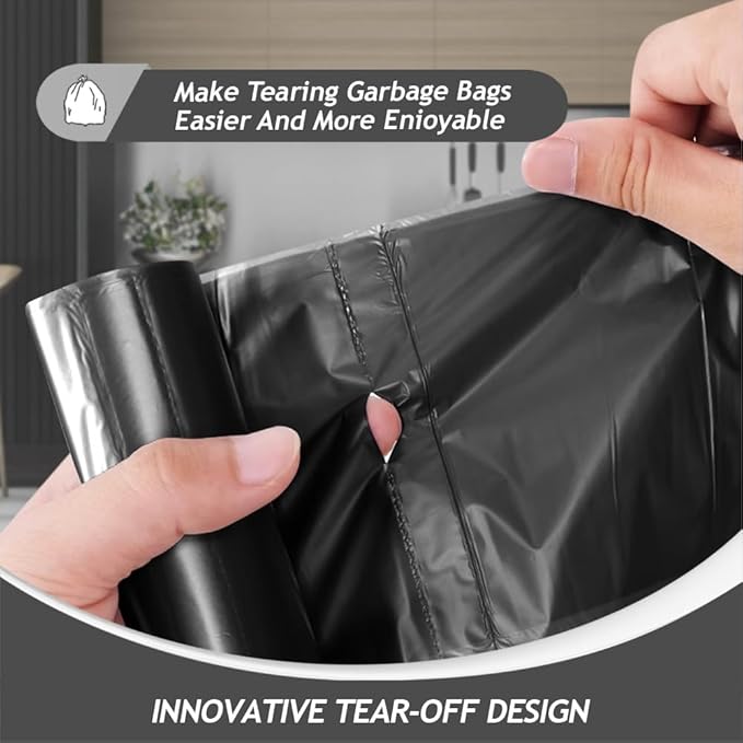 Teivio 1 Gallon(Fit 1-1.2 Gal) 260 Counts Strong Trash Bags 1 Gallon 1.2 Gallon Garbage Bags, Bin Liners, for home office kitchen (Black)
