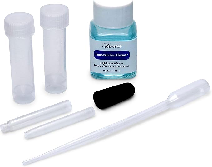 Vandro Fountain Pen Cleaning Flush Kit - High Power Fountain Pen Flush Solution with Accessories
