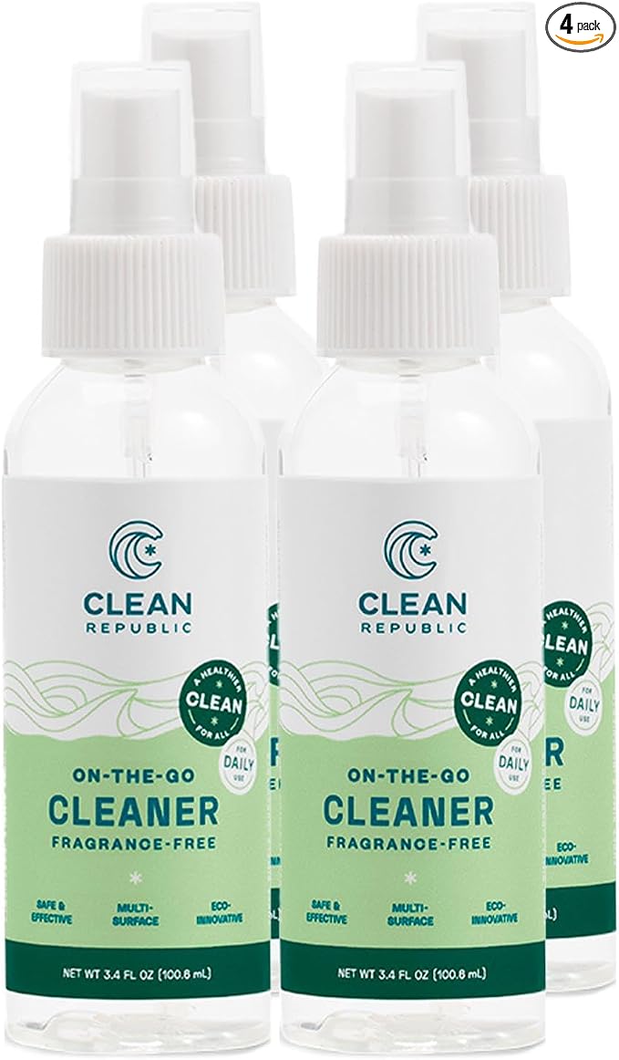 All-Purpose HOCl Cleaning Spray, TSA Compliant Travel Size, 3.4oz, 4-Pack | Multi-Surface Cleaner, Hypochlorous Acid, No Chemical Residue, Fragrance Free, Non-Toxic, Daily Use, Family & Pet Safe