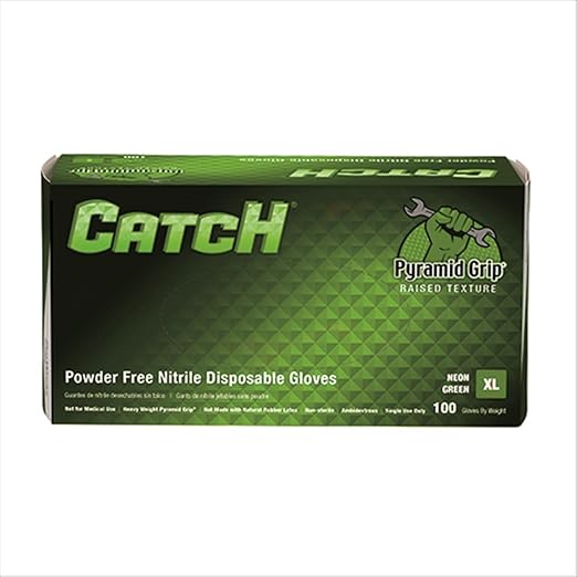NEON GREEN NITRILE POWDER FREE TEXTURED GLOVES, 10/100 -XL