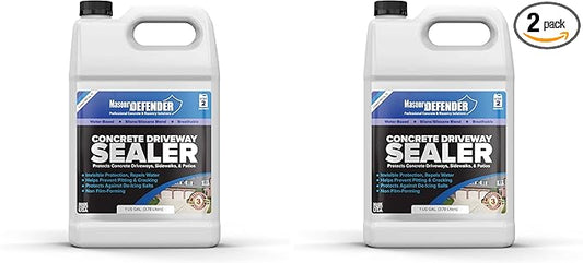 MasonryDefender Concrete Sealer - Deep Penetrating Water Repellent, Silane Siloxane - 1 Gallon (Pack of 2)