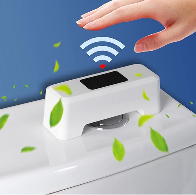 CHICIRIS Automatic Toilet Flusher, Smart Toilet Flush Sensor, Hands-Free, Motion Activated, USB Rechargeable, Battery-Free Design, White Toilet Flush Kit for Home, Office, Public Restrooms