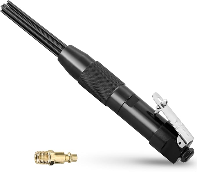 Compact Air Needle Scaler, Rust Remover Tool Needle Scaler Air Tool, Pneumatic Rust Paint Weld Slag Remover Cleaner, with 12 Needles, Includes 1/4" NPT Air Hose Fitting