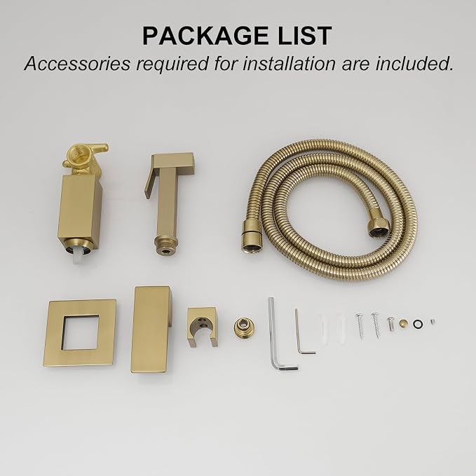 BWE Gold Handheld Toilet Bidet Sprayer Kit with Adjustable Pressure | | Adults & Kids & Pets Cleaning| Hot & Cold Water Control | Leak Resistant Design | Easy Install