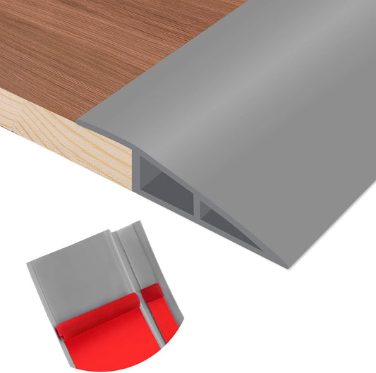 Floor Transition Strip Self Adhesive Vinyl Door Threshold for Doorways Carpet Edging Trim Overlap Edge Reducer for Laminate Floor, Carpet, Tile (Gray, 1/5" to 2/5", 10Ft)