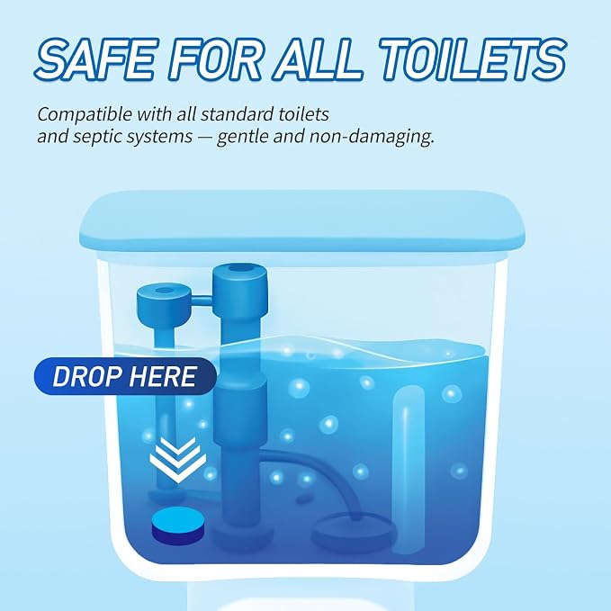 Toilet Bowl Cleaner Tablets 40 Pack, Long-Lasting Drop-in Tank Tablets with Sustained-Release Technology, Fight Tough Stains & Odors, Household & Commercial Use, Compatible with Most Toilets-Excellent