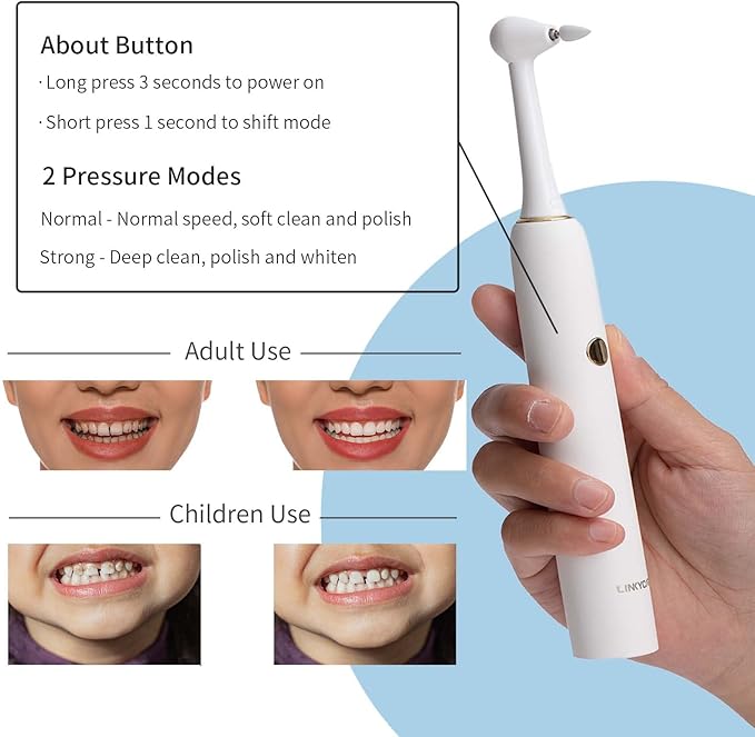 Household Oral Care Tooth Polisher Electric Dental Calculus Remover with 5 Replacement Heads,USB Rechargeable,IPX7 Waterproof,Dental Calculus Plaque Remover for People