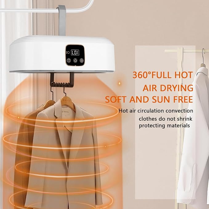 Portable Dryer-Foldable Dryer-With Remote Control Mini Dryer- Great For Travel, RV, Home, Apartment-Electric Dryers Fast And Efficient Drying And Easy To Use And Store, White