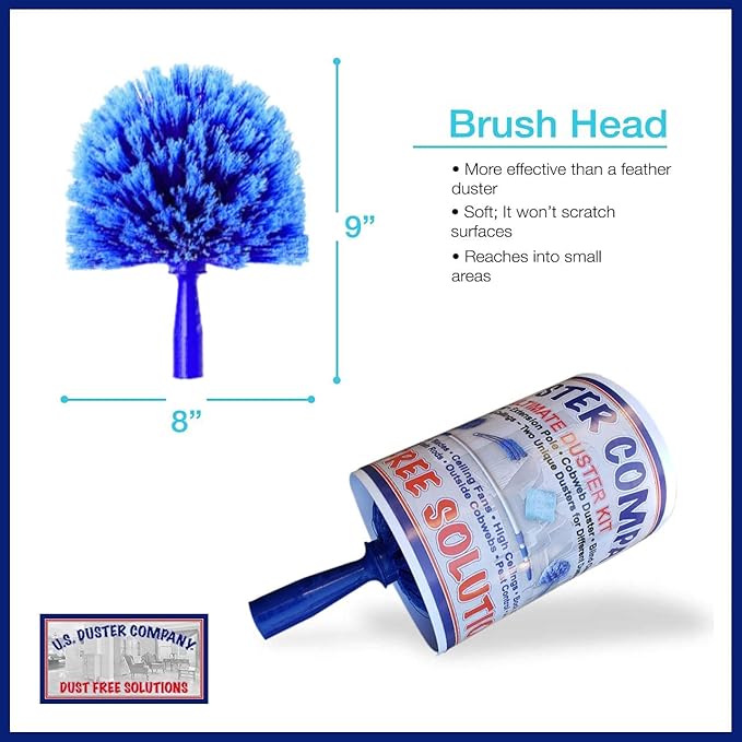 Cobweb Duster Extendable 18 Foot + Spider Web Brush with Pole