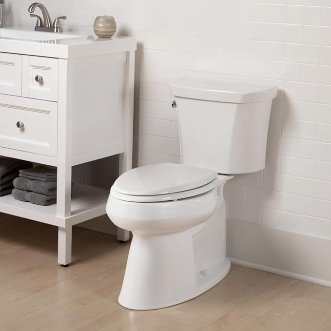 Mayfair Cassel Slow Close Toilet Seat, Easy Clean, Non Slip Premium Wood Seat, Easy Install, Made in USA, Elongated, White, 4-Pack
