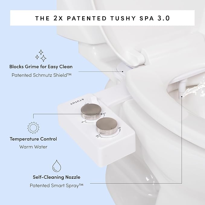 TUSHY Self-Cleaning Cool to Warm Water Bidet Attachment. Easy Universal DIY Install, No Plumber Required (Sink Connection Needed for Water Temperature Control), Bronze Knob