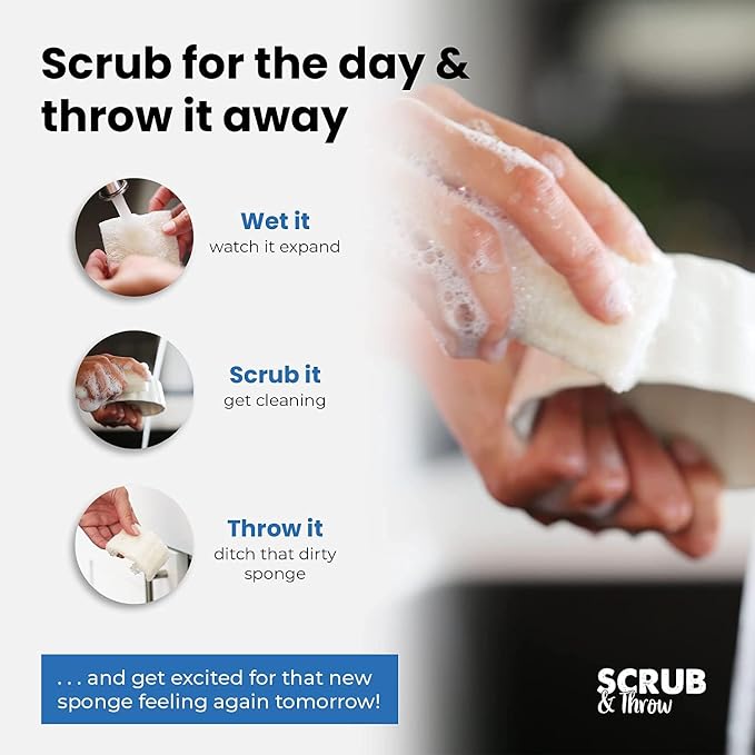 Scrub & Throw Loofah Scrub Sponge, Natural, Plastic-Free, Non-Scratch, for Kitchen, Dishes, Pots and Cleaning, Plant-Based, Plastic-Free, Eco-Friendly, Biodegradable, 180 Pack